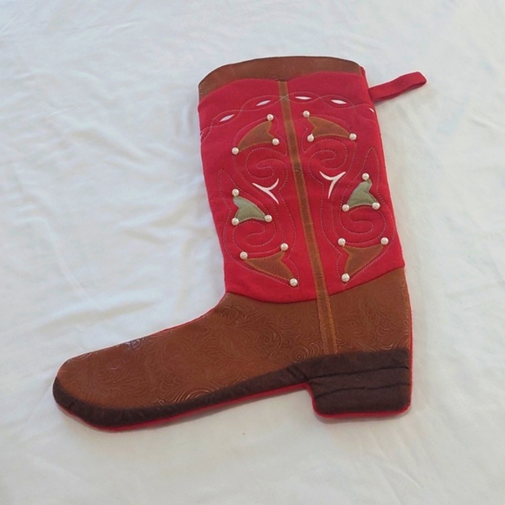 Cowboy Boot  Stocking 🤠 Red and Brown .It's A Good Size.Great Condition.